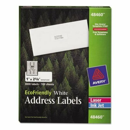 AVERY DENNISON LABEL, ADD, ECO, 30UP, WH 48460